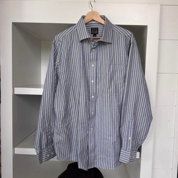 Jos. A. Bank Tops - Jos a Bank blue & white striped button-up shirt